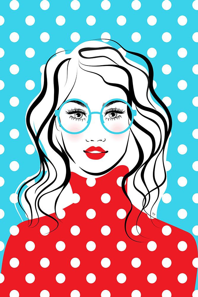 Polka Dot Girl art print by Martina for $57.95 CAD