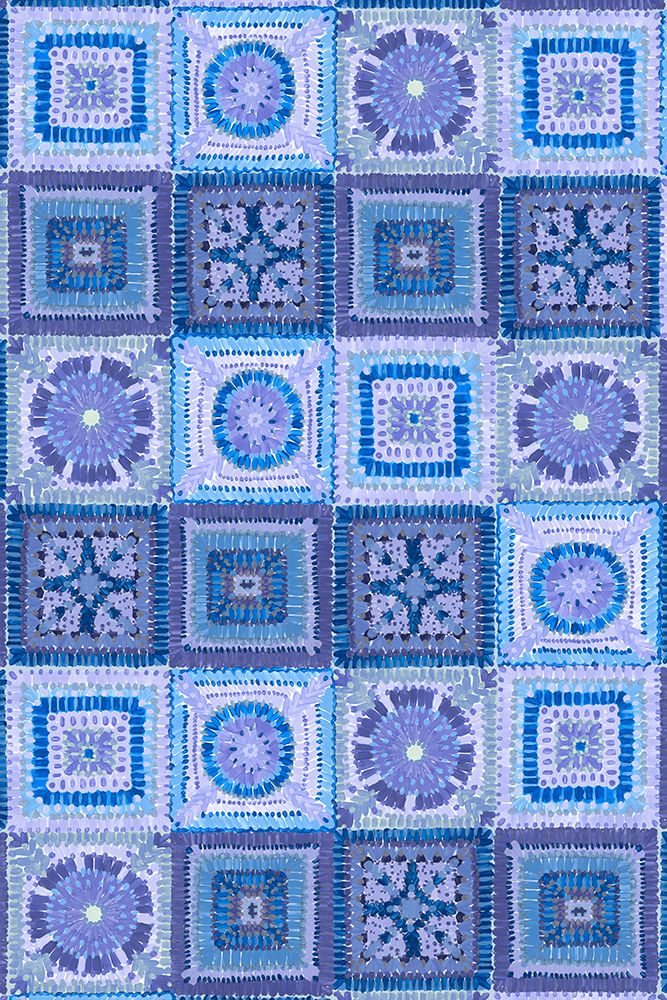 Granny squares blanket in blue art print by Rosana Laiz Blursbyai for $57.95 CAD