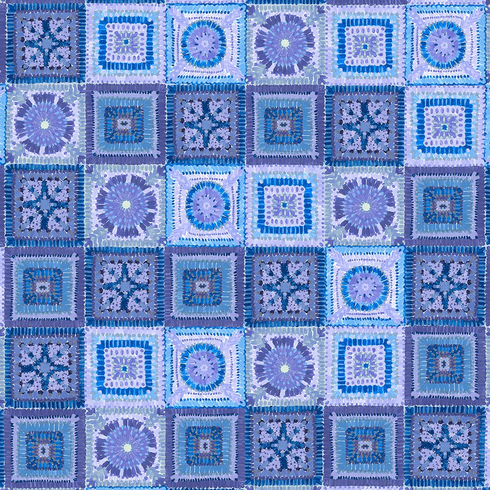 Granny squares blanket in blue art print by Rosana Laiz Blursbyai for $57.95 CAD