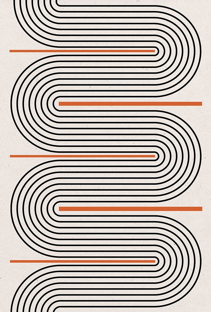 Red, Beige, Black Lines art print by The Miuus Studio for $57.95 CAD