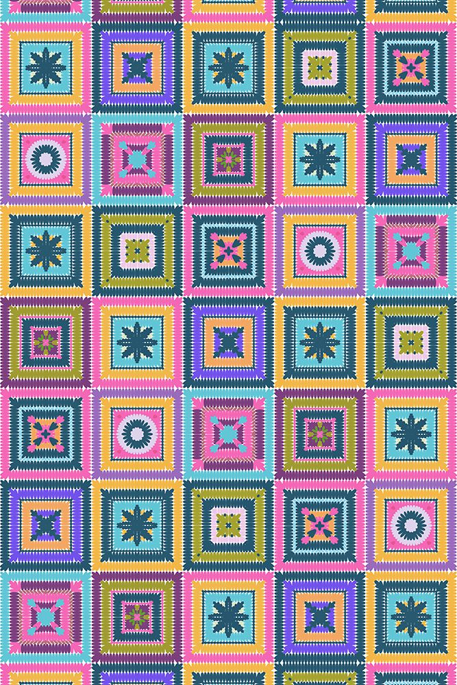 Colorful digital grandma squares II art print by Rosana Laiz Blursbyai for $57.95 CAD