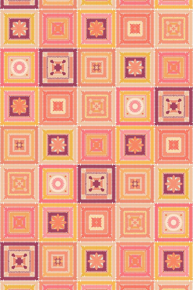 Peach digital grandma squares I art print by Rosana Laiz Blursbyai for $57.95 CAD