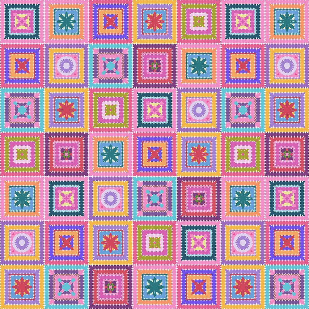 Colorful digital grandma squares I art print by Rosana Laiz Blursbyai for $57.95 CAD