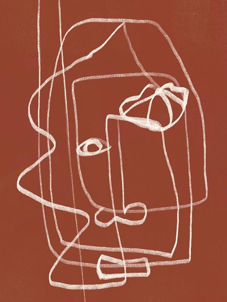 Line art abstract portrait terracotta 03 art print by Little Dean for $57.95 CAD