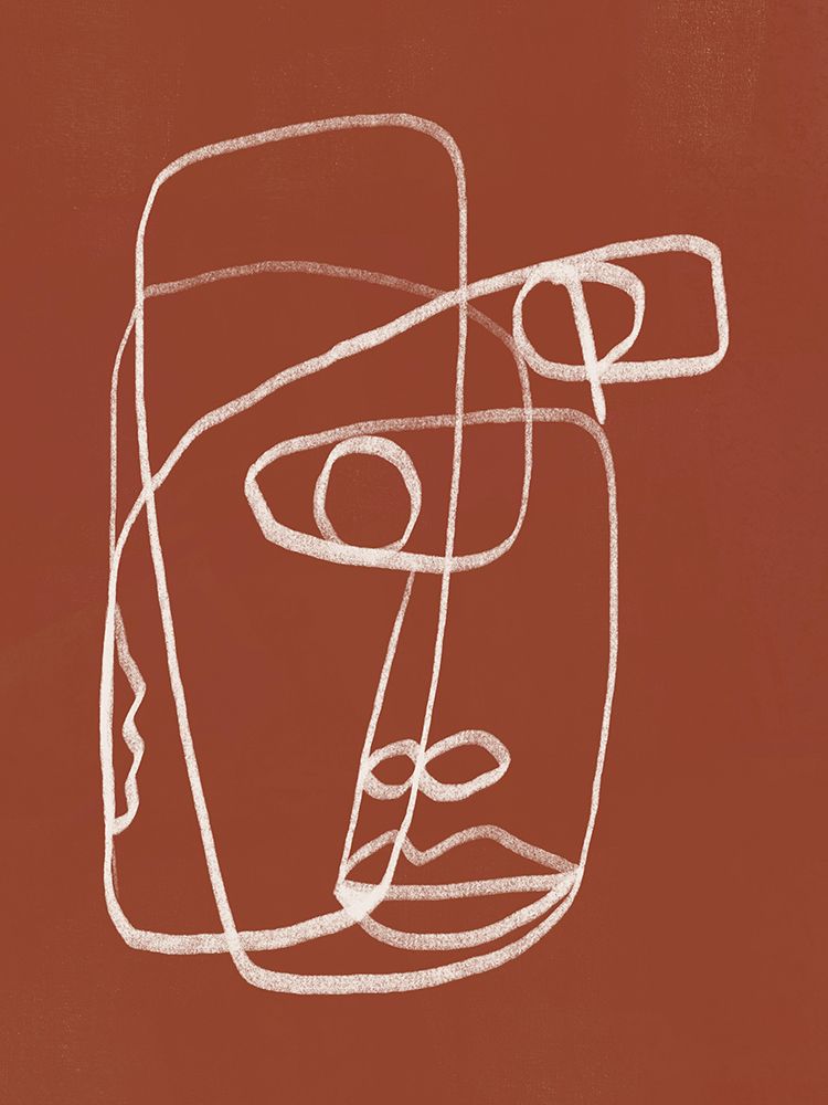 Line art abstract portrait terracotta 02 art print by Little Dean for $57.95 CAD