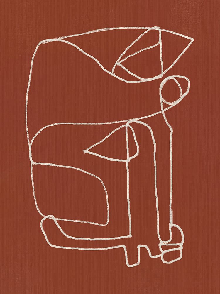 Line art abstract portrait terracotta art print by Little Dean for $57.95 CAD
