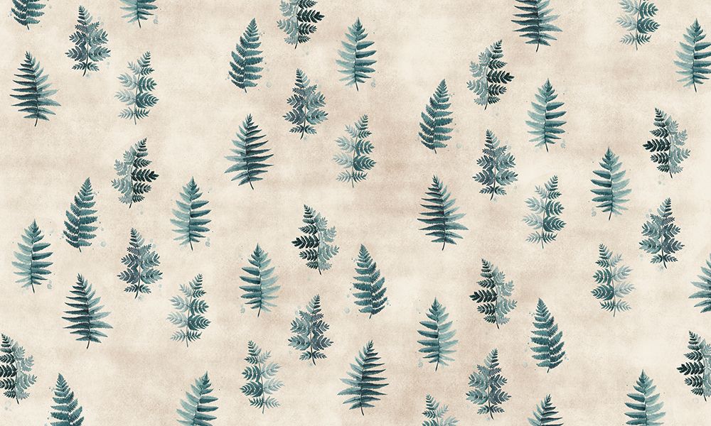 Teal watercolor ferns placed pattern art print by Rosana Laiz Blursbyai for $57.95 CAD
