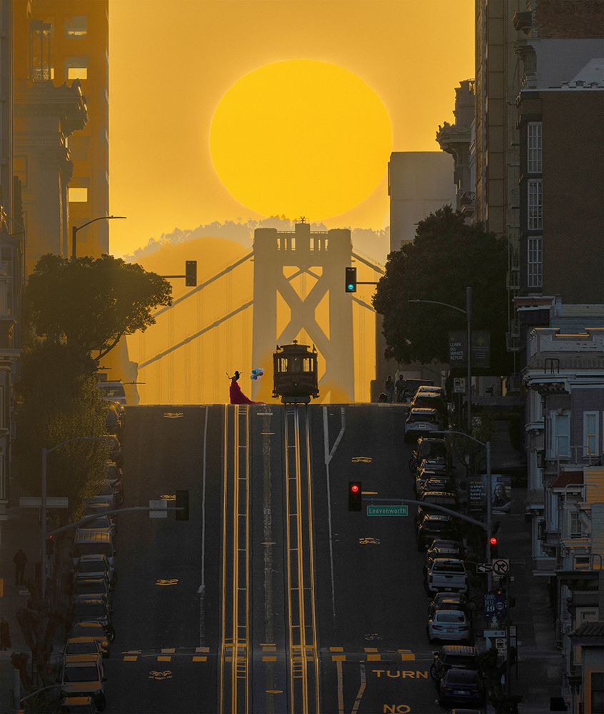 Sunrise over bay bridge art print by Yemay Hsieh for $57.95 CAD