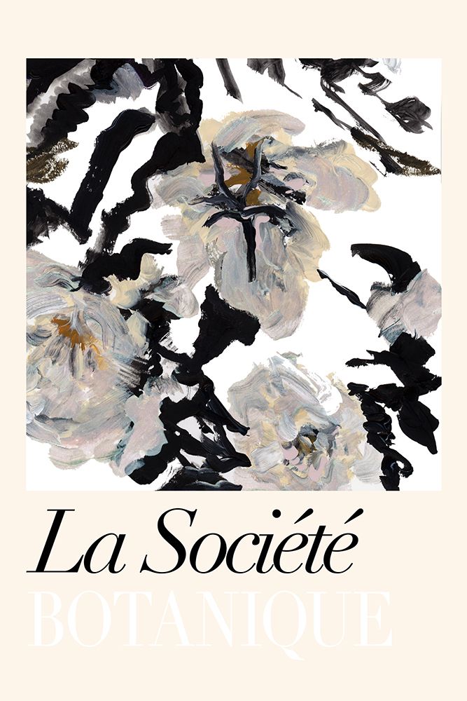 La SocieI├é∩┐╜teI├é∩┐╜ Botanique Balck and White and Cream Flowers 2 art print by cartissi for $57.95 CAD