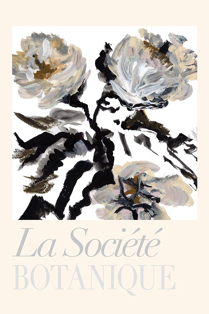 La SocieI├é∩┐╜teI├é∩┐╜ Botanique Balck and White and Cream Flowers art print by cartissi for $57.95 CAD