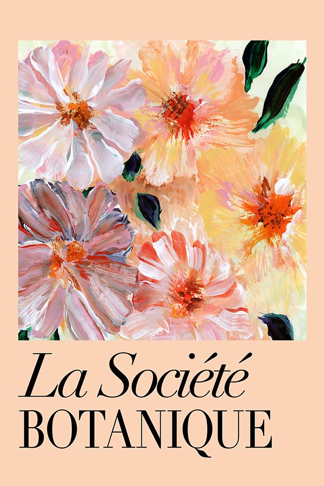 La SocieI├é∩┐╜teI├é∩┐╜ Botanique Peach Flowers art print by cartissi for $57.95 CAD