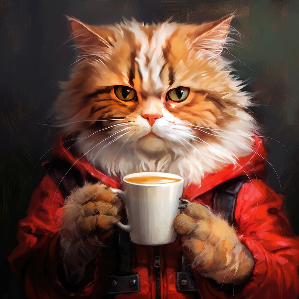 Caffeine Cats (1) art print by Justyna Jaszke for $57.95 CAD