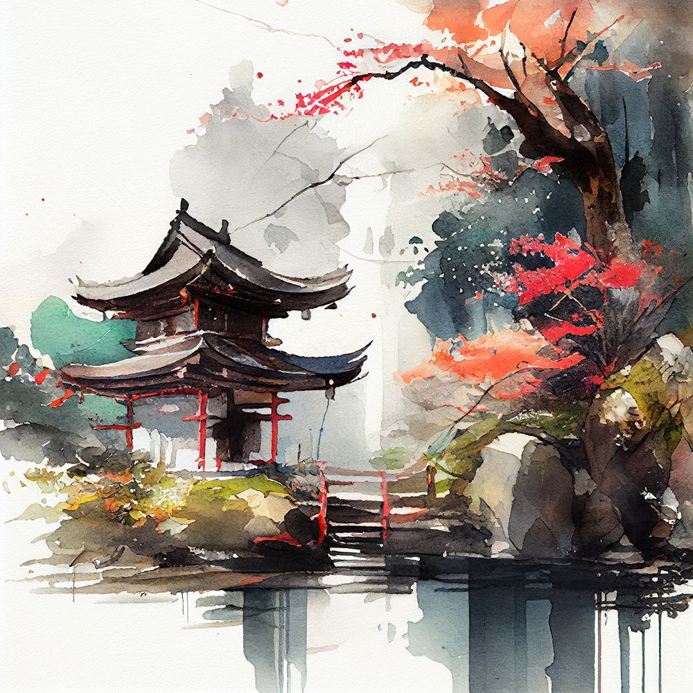 Japan World Watercolor Painting (3) art print by Justyna Jaszke for $57.95 CAD