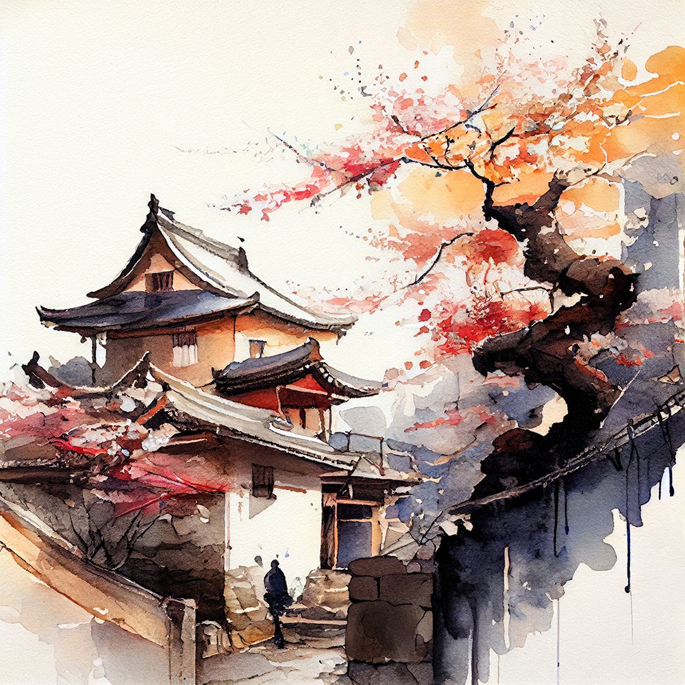 Japan World Watercolor Painting (5) art print by Justyna Jaszke for $57.95 CAD