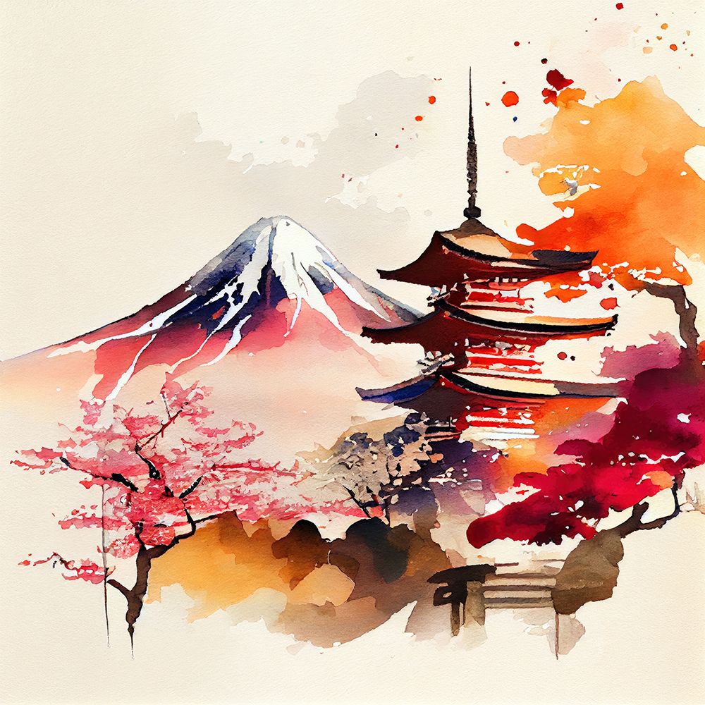 Japan World Watercolor Painting (6) art print by Justyna Jaszke for $57.95 CAD