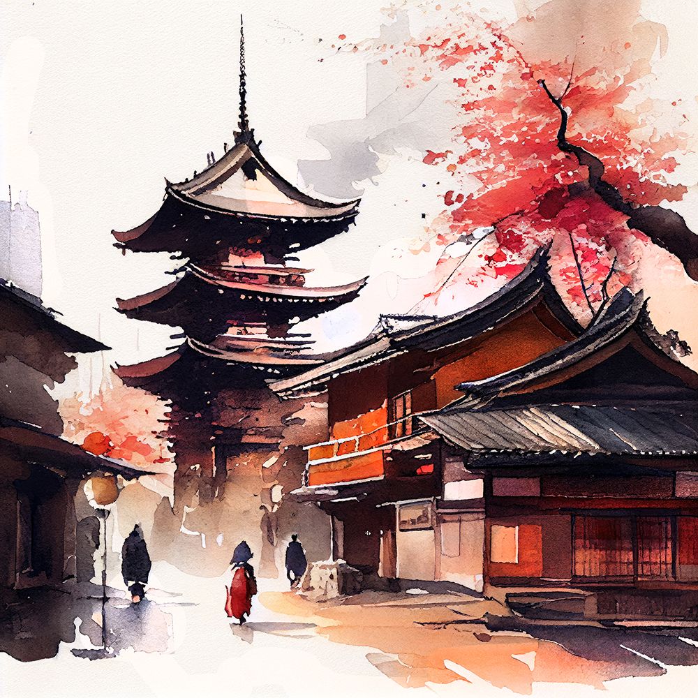 Japan World Watercolor Painting (7) art print by Justyna Jaszke for $57.95 CAD