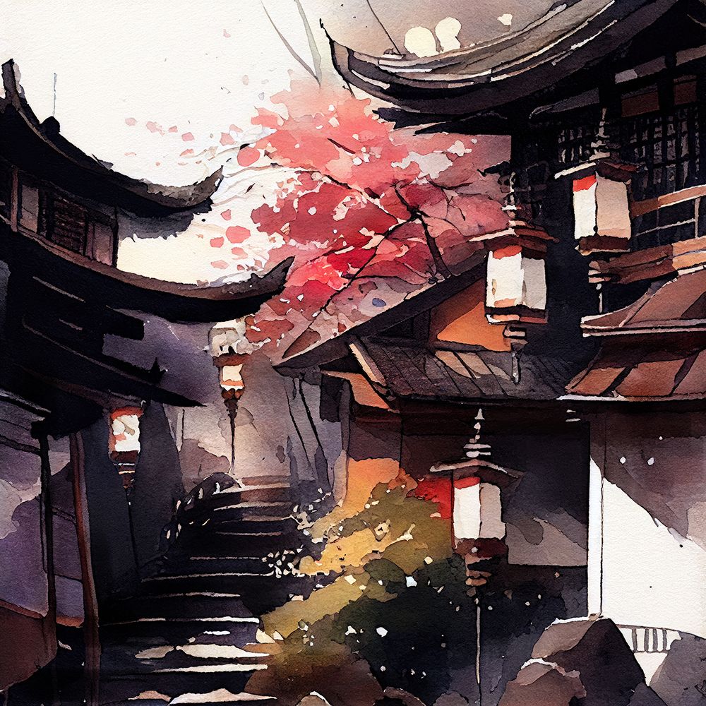 Japan World Watercolor Painting (11) art print by Justyna Jaszke for $57.95 CAD