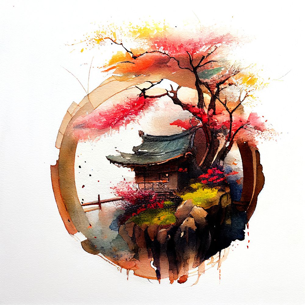 Japan World Watercolor Painting (13) art print by Justyna Jaszke for $57.95 CAD