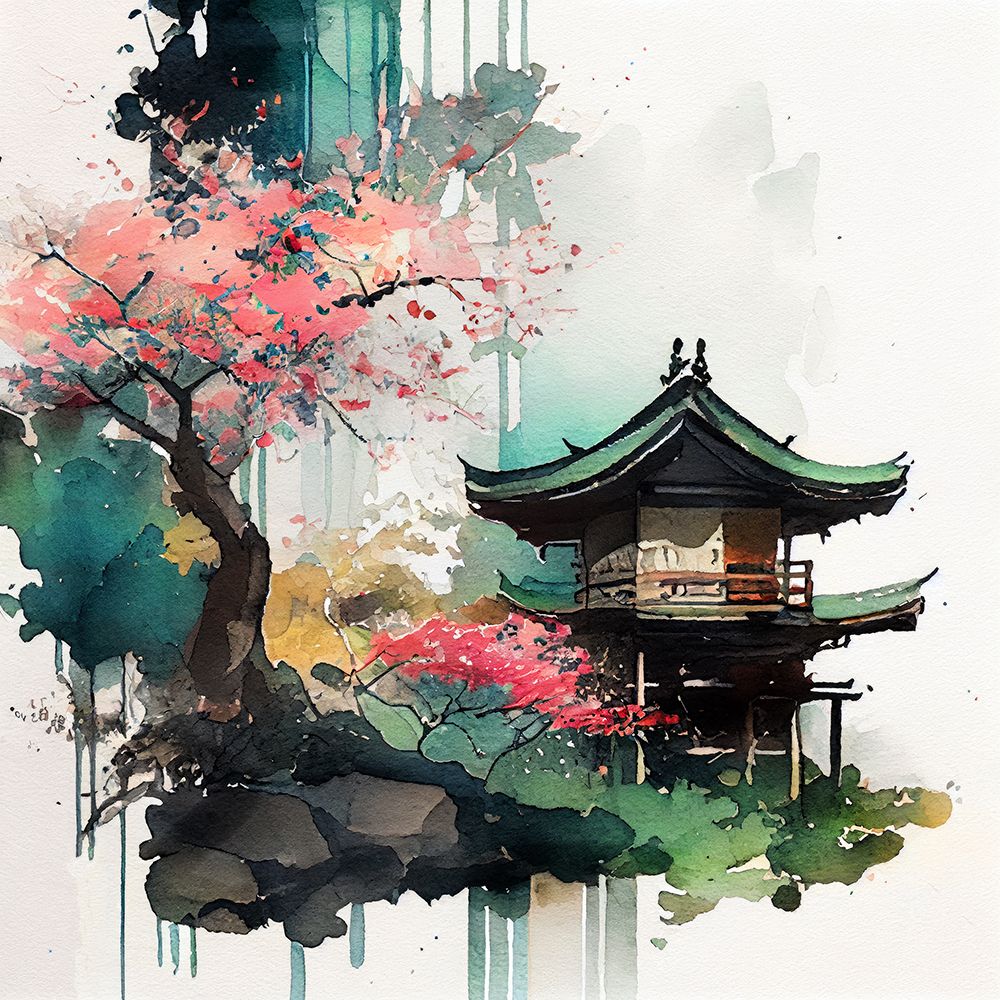 Japan World Watercolor Painting (14) art print by Justyna Jaszke for $57.95 CAD