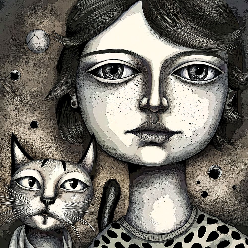 Girl and the Cat art print by Andreas Magnusson for $57.95 CAD