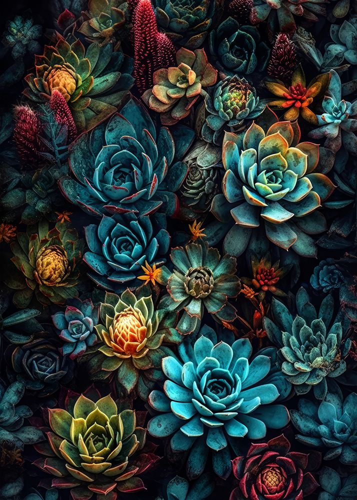 Flowers plant art succulents and cacti art print by Justyna Jaszke for $57.95 CAD