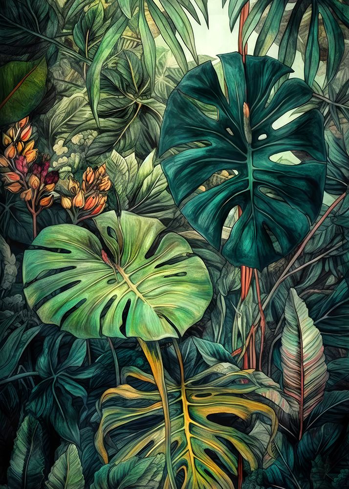 Flowers plant art monstera art print by Justyna Jaszke for $57.95 CAD