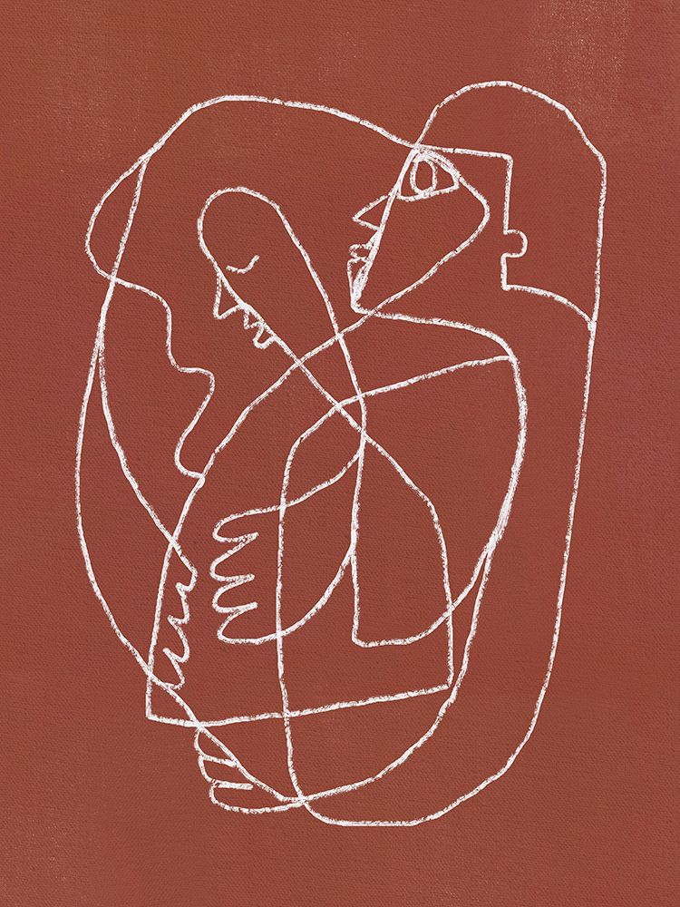 Couple hugging line art abstract art print by Little Dean for $57.95 CAD