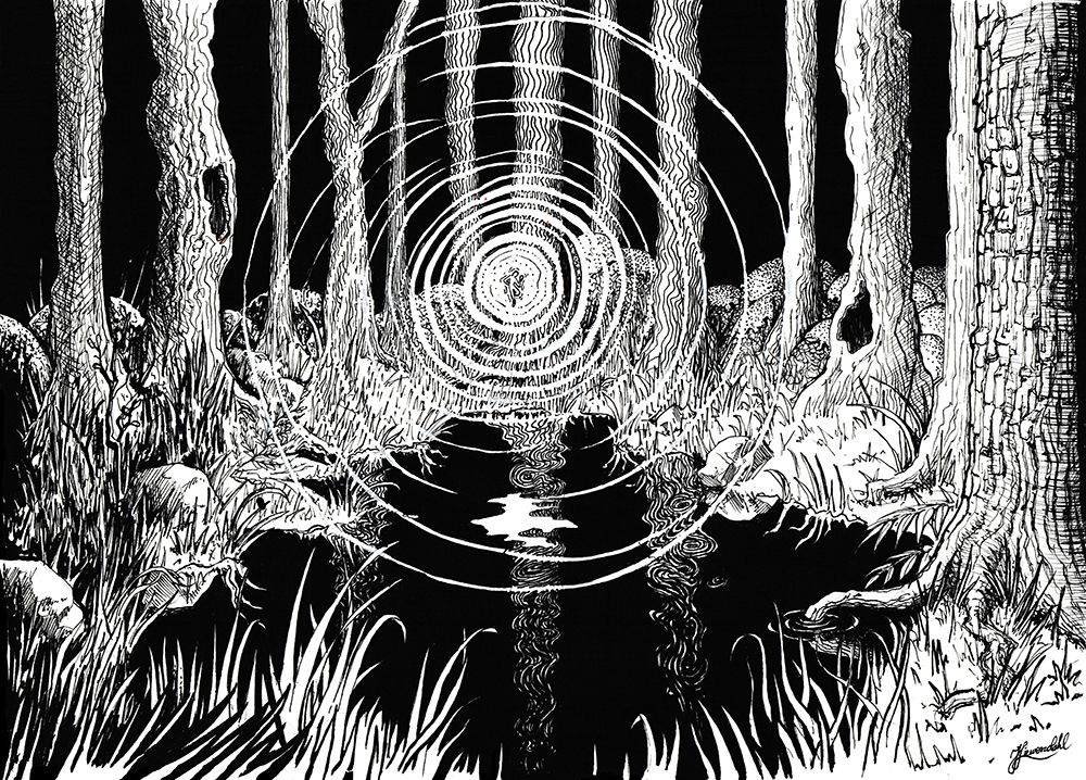Wisp. Folk Lore WillAnd#039;o the Lantern in The Woods Ink Drawing. art print by Johan Liewendahl for $57.95 CAD