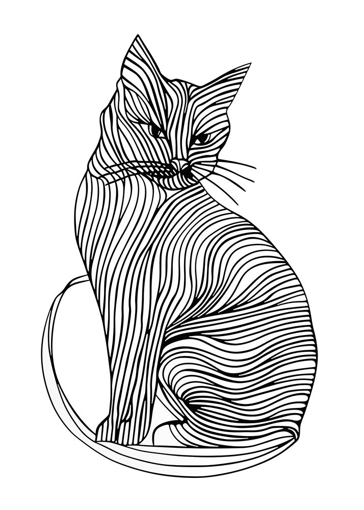 Lines art Cat art print by Justyna Jaszke for $57.95 CAD