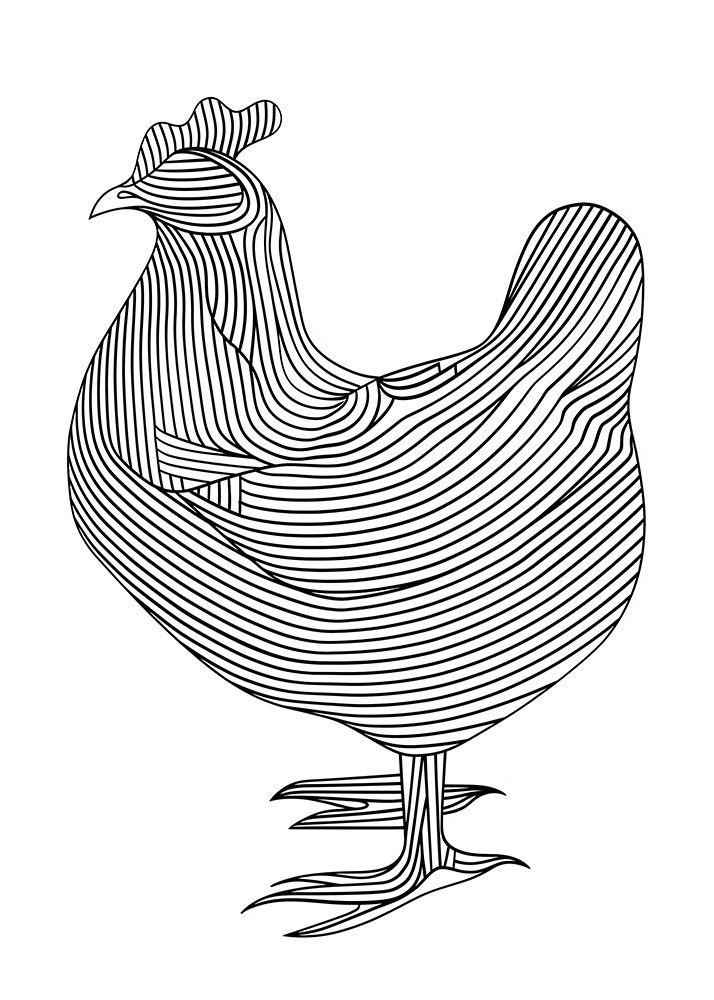 Lines art Chicken art print by Justyna Jaszke for $57.95 CAD