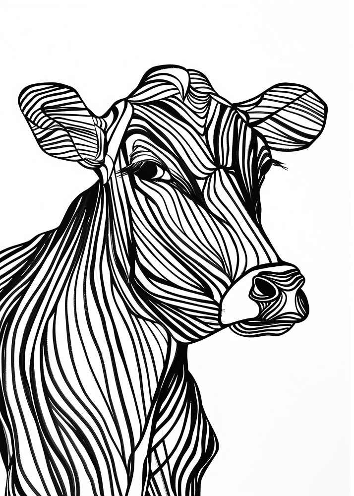 Lines art Cow art print by Justyna Jaszke for $57.95 CAD