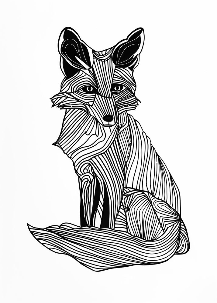 Lines art Fox art print by Justyna Jaszke for $57.95 CAD