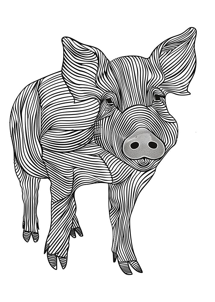 Lines art Pig art print by Justyna Jaszke for $57.95 CAD