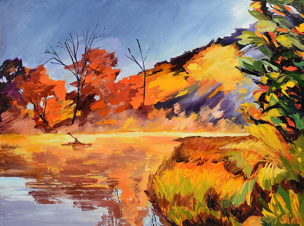 Kayak and Orangetrees art print by Maxine Shore for $57.95 CAD