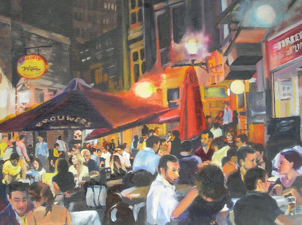 Night On the Tpwn art print by Maxine Shore for $57.95 CAD