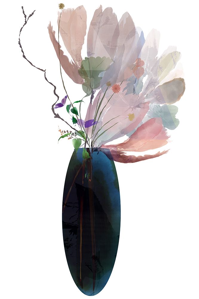 Blush Pink Floral In Blue Glass Vase art print by cartissi for $57.95 CAD
