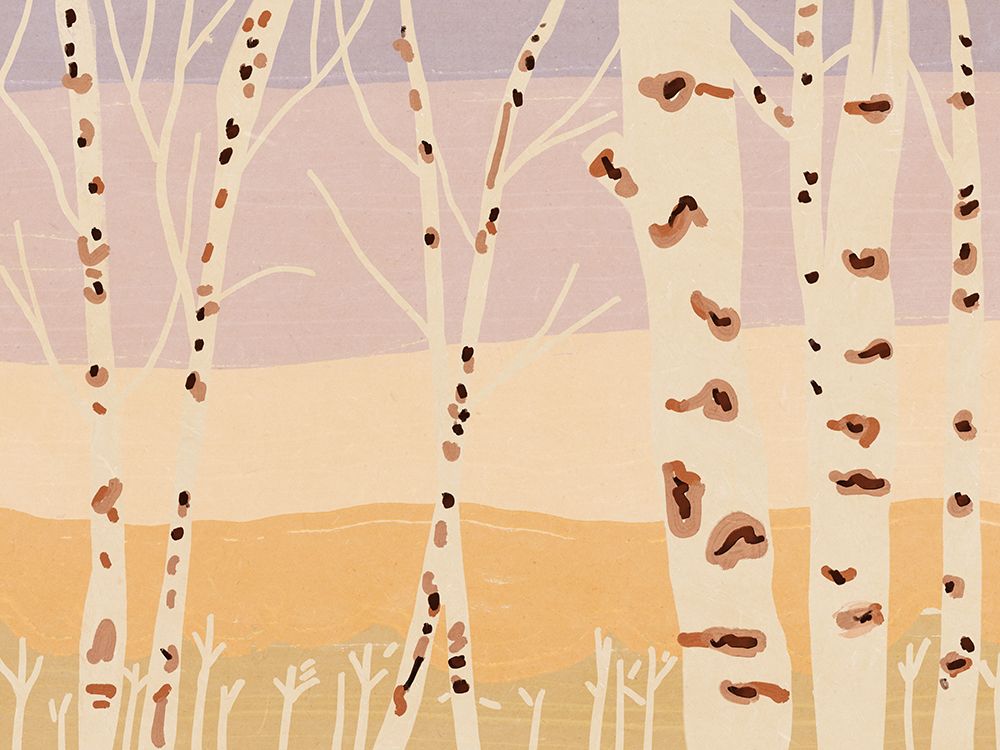 Birch forest landscape painting art print by Little Dean for $57.95 CAD