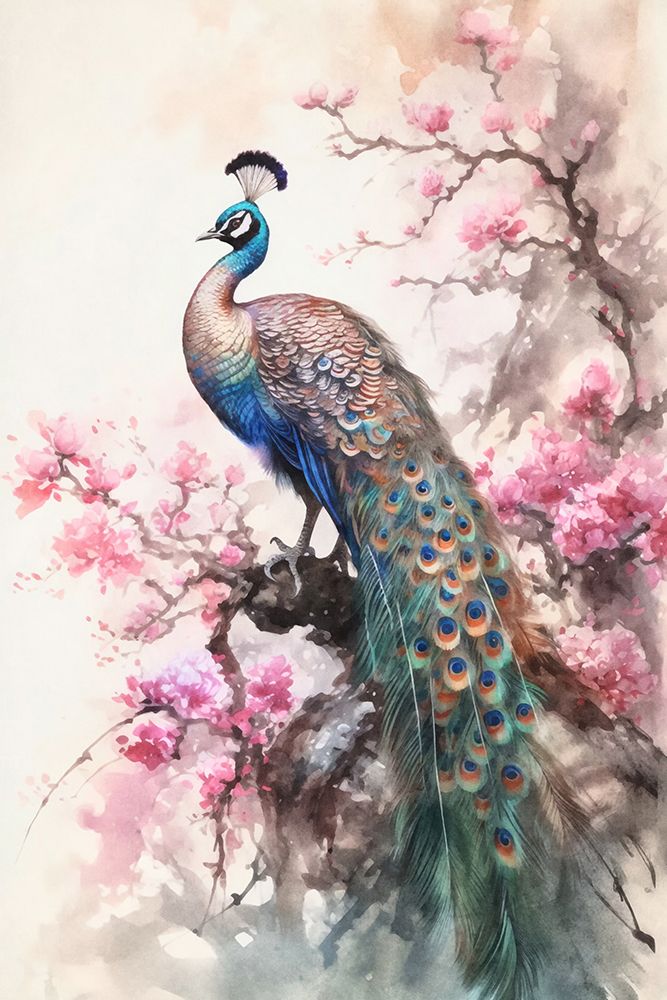Peacock Chinoiserie Ii art print by Andrea Haase for $57.95 CAD