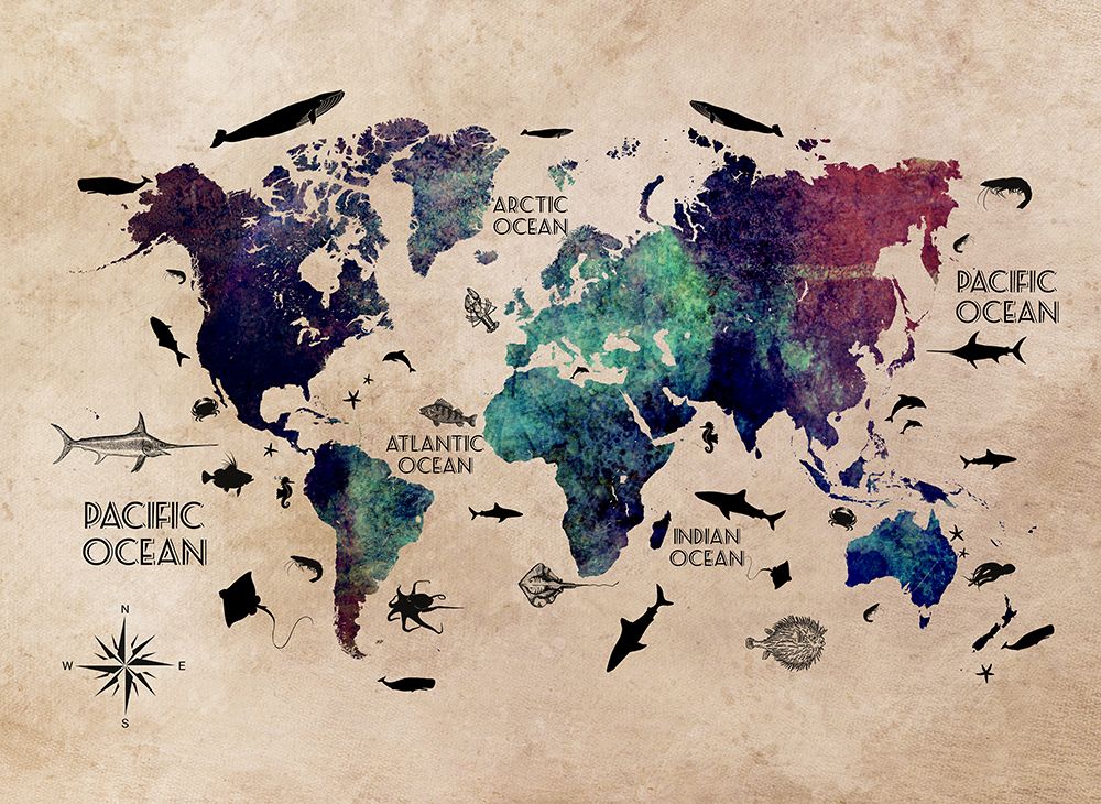 Map of the World (7) art print by Justyna Jaszke for $57.95 CAD