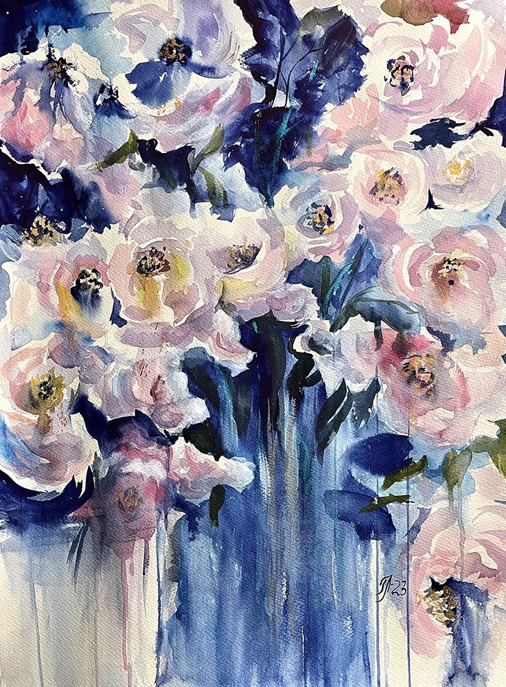 Blue vase art print by Tanya Lundmark for $57.95 CAD