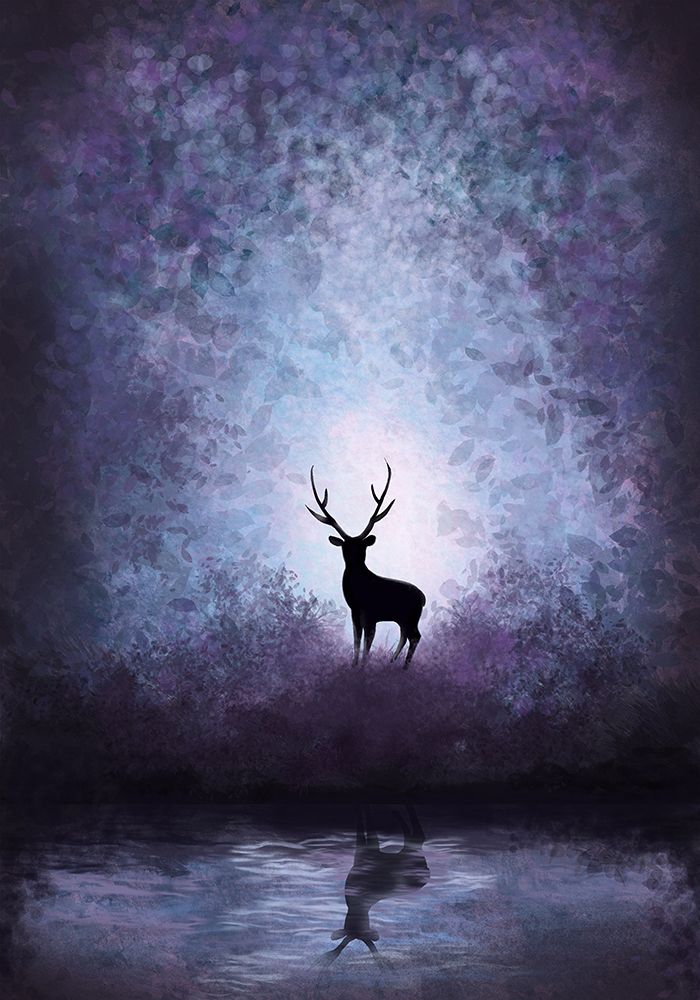 Deer in magical forest art print by Monica Lindblom for $57.95 CAD