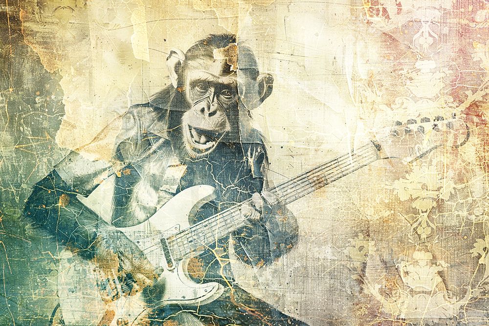 Music Art Illustration 07 Guitar monkey art print by Rafal Kulik for $57.95 CAD