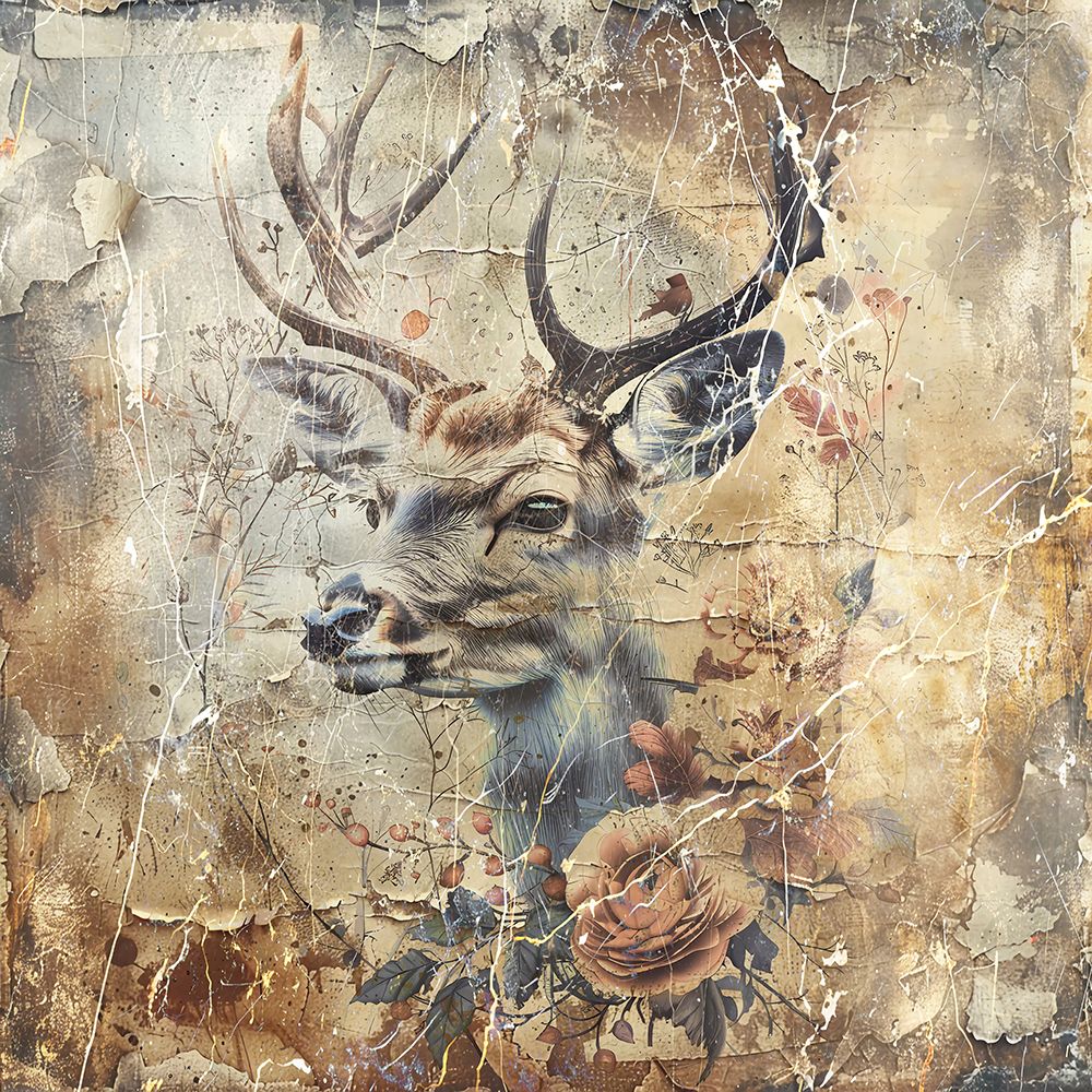 Floral Animals Vintage Art Illustration 02 art print by Rafal Kulik for $57.95 CAD