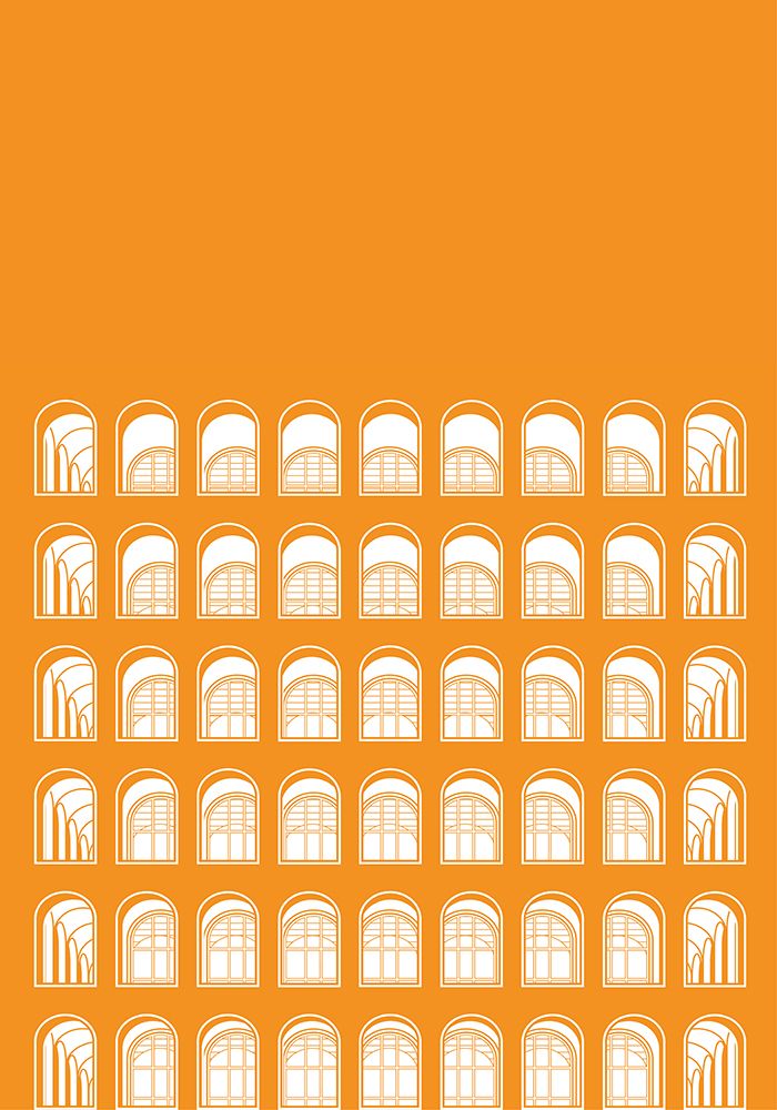 Orange Architectural Pattern art print by zaglono for $57.95 CAD