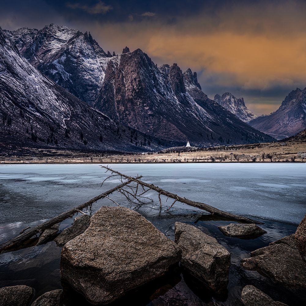 Winter Mountain Lake art print by Cai Ning for $57.95 CAD