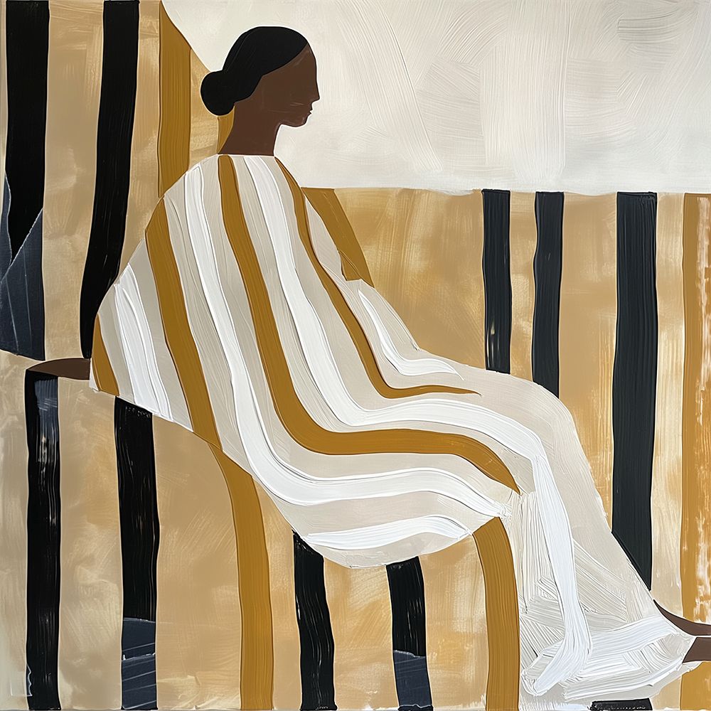 Lady In Stripes art print by Mowzu for $57.95 CAD