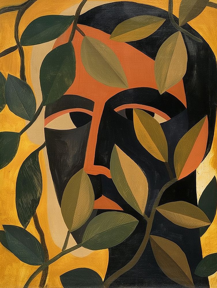 Man In the Leaves art print by Mowzu for $57.95 CAD