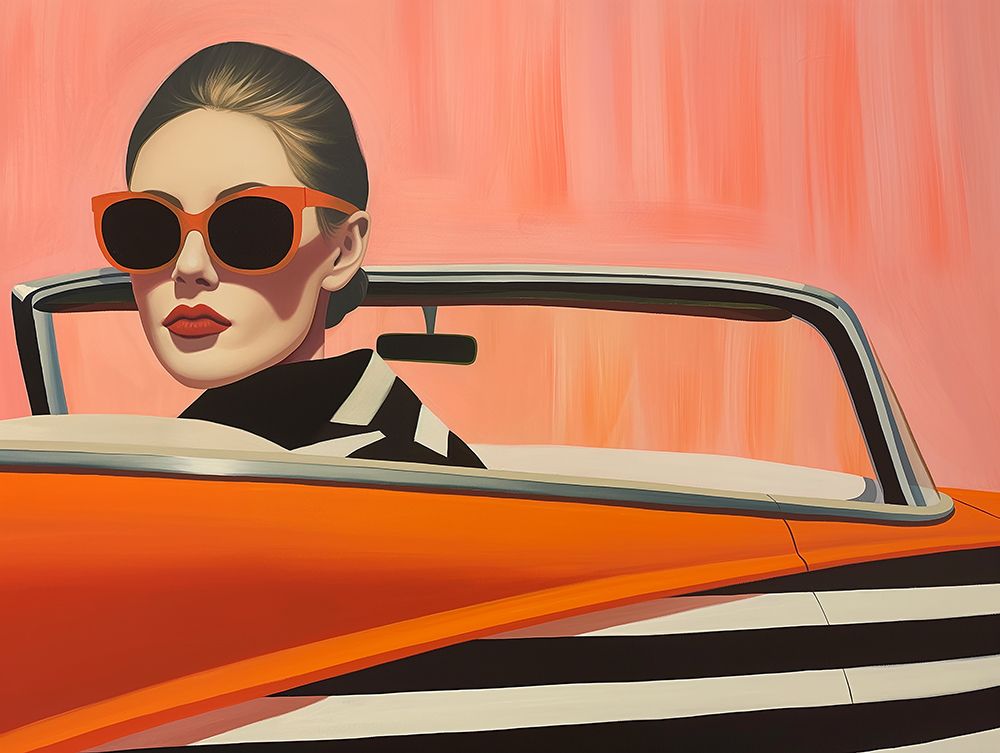 Woman In a Cadilac art print by Mowzu for $57.95 CAD