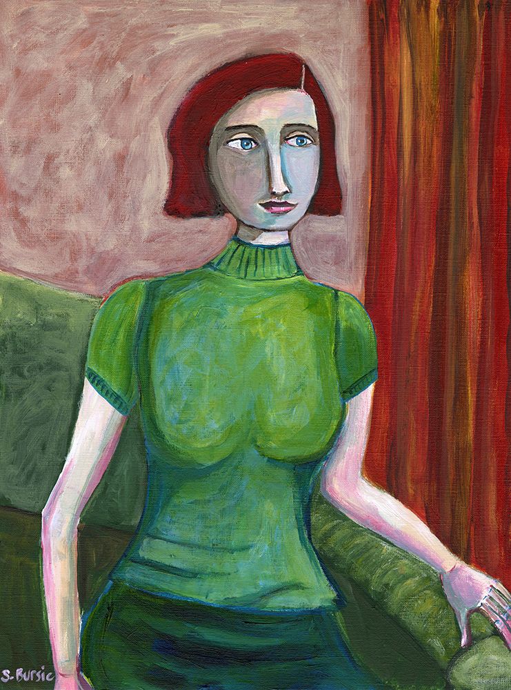 Vintage Red Head in Green art print by Sharyn Bursic for $57.95 CAD
