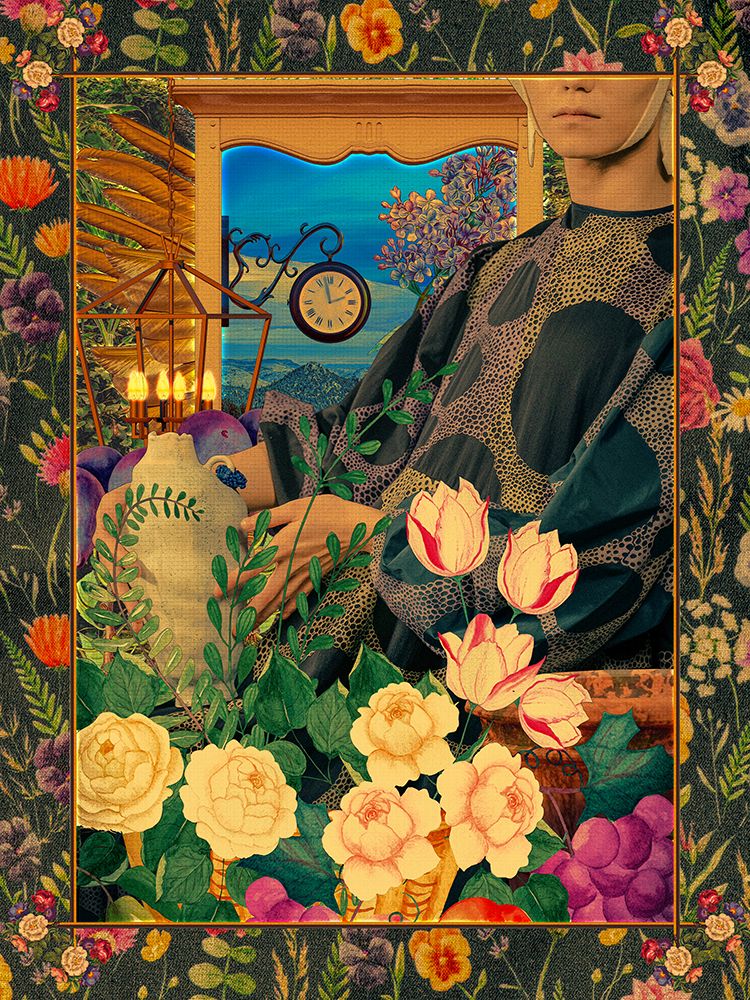 Surreal Floral Portail Collage art print by CosmoZach for $57.95 CAD